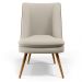 Poltrona Decorativa Pérsia Fixa Pés Palito D02 Linho Bege C-107 Corano Marrom B-38 - Lyam Decor
