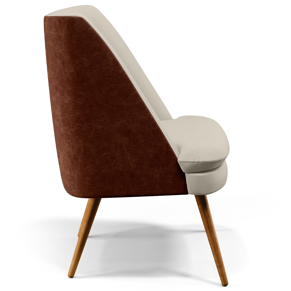 Poltrona Decorativa Pérsia Fixa Pés Palito D02 Linho Bege C-107 Corano Marrom B-38 - Lyam Decor