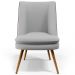 Poltrona Decorativa Pérsia Fixa Pés Palito D02 Linho Cinza D-315 Corano Marrom B-38 - Lyam Decor