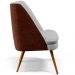 Poltrona Decorativa Pérsia Fixa Pés Palito D02 Linho Cinza D-315 Corano Marrom B-38 - Lyam Decor