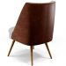 Poltrona Decorativa Pérsia Fixa Pés Palito D02 Linho Cinza D-315 Corano Marrom B-38 - Lyam Decor