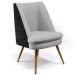 Poltrona Decorativa Pérsia Fixa Pés Palito D02 Linho Cinza D-315 Corano Preto B-97 - Lyam Decor