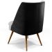 Poltrona Decorativa Pérsia Fixa Pés Palito D02 Linho Cinza D-315 Corano Preto B-97 - Lyam Decor