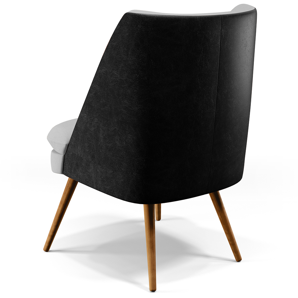 Poltrona Decorativa Pérsia Fixa Pés Palito D02 Linho Cinza D-315 Corano Preto B-97 - Lyam Decor