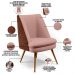 Poltrona Decorativa Pérsia Fixa Pés Palito D02 Linho Rosê C-105 Corano Marrom B-38 - Lyam Decor