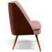 Poltrona Decorativa Pérsia Fixa Pés Palito D02 Linho Rosê C-105 Corano Marrom B-38 - Lyam Decor