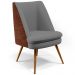 Poltrona Decorativa Pérsia Fixa Pés Palito D02 Veludo Cinza C-317 Corano Marrom B-38 - Lyam Decor