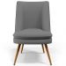 Poltrona Decorativa Pérsia Fixa Pés Palito D02 Veludo Cinza C-317 Corano Preto B-97 - Lyam Decor