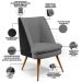 Poltrona Decorativa Pérsia Fixa Pés Palito D02 Veludo Cinza C-317 Corano Preto B-97 - Lyam Decor