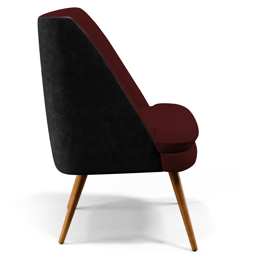 Poltrona Decorativa Pérsia Fixa Pés Palito D02 Veludo Marsala C-278 Corano Preto B-97 - Lyam Decor
