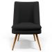 Poltrona Decorativa Pérsia Fixa Pés Palito D02 Veludo Preto C-300 Corano Marrom B-38 - Lyam Decor