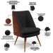 Poltrona Decorativa Pérsia Fixa Pés Palito D02 Veludo Preto C-300 Corano Marrom B-38 - Lyam Decor