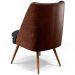 Poltrona Decorativa Pérsia Fixa Pés Palito D02 Veludo Preto C-300 Corano Marrom B-38 - Lyam Decor