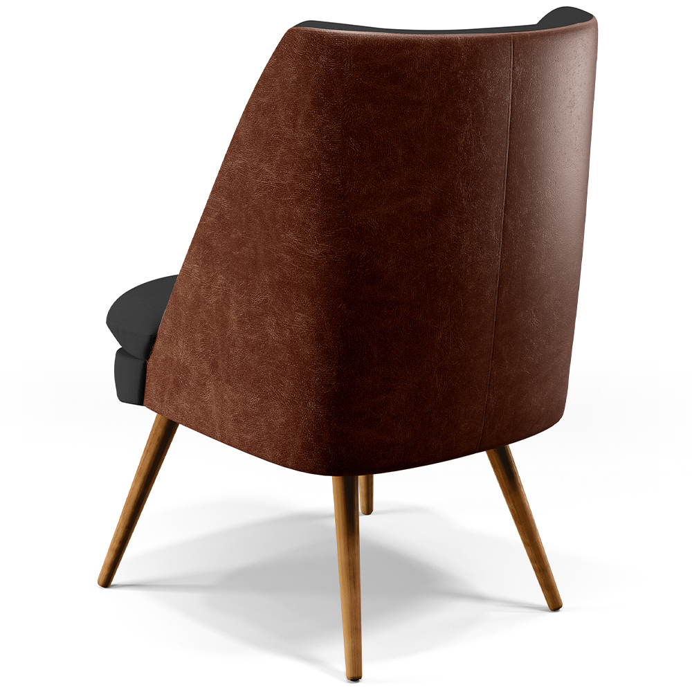 Poltrona Decorativa Pérsia Fixa Pés Palito D02 Veludo Preto C-300 Corano Marrom B-38 - Lyam Decor