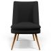 Poltrona Decorativa Pérsia Fixa Pés Palito D02 Veludo Preto C-300 Corano Preto B-97 - Lyam Decor