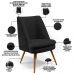 Poltrona Decorativa Pérsia Fixa Pés Palito D02 Veludo Preto C-300 Corano Preto B-97 - Lyam Decor