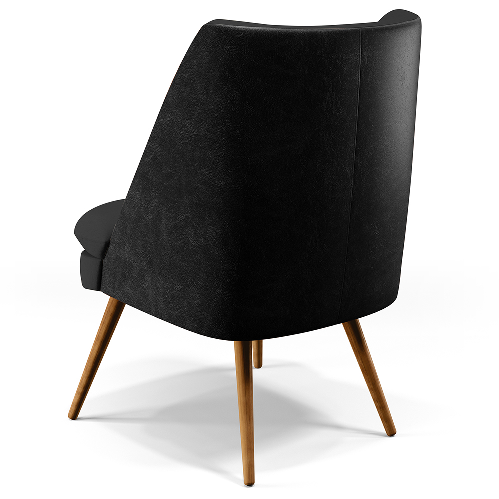 Poltrona Decorativa Pérsia Fixa Pés Palito D02 Veludo Preto C-300 Corano Preto B-97 - Lyam Decor