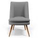 Poltrona Decorativa Pérsia Pés Palito D02 Linho Cinza Escuro C-416 Corano Marrom B-38 - Lyam Decor