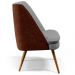 Poltrona Decorativa Pérsia Pés Palito D02 Linho Cinza Escuro C-416 Corano Marrom B-38 - Lyam Decor