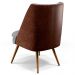 Poltrona Decorativa Pérsia Pés Palito D02 Linho Cinza Escuro C-416 Corano Marrom B-38 - Lyam Decor