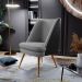 Poltrona Decorativa Pérsia Pés Palito D02 Linho Cinza Escuro C-416 Corano Preto B-97 - Lyam Decor