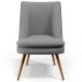 Poltrona Decorativa Pérsia Pés Palito D02 Linho Cinza Escuro C-416 Corano Preto B-97 - Lyam Decor