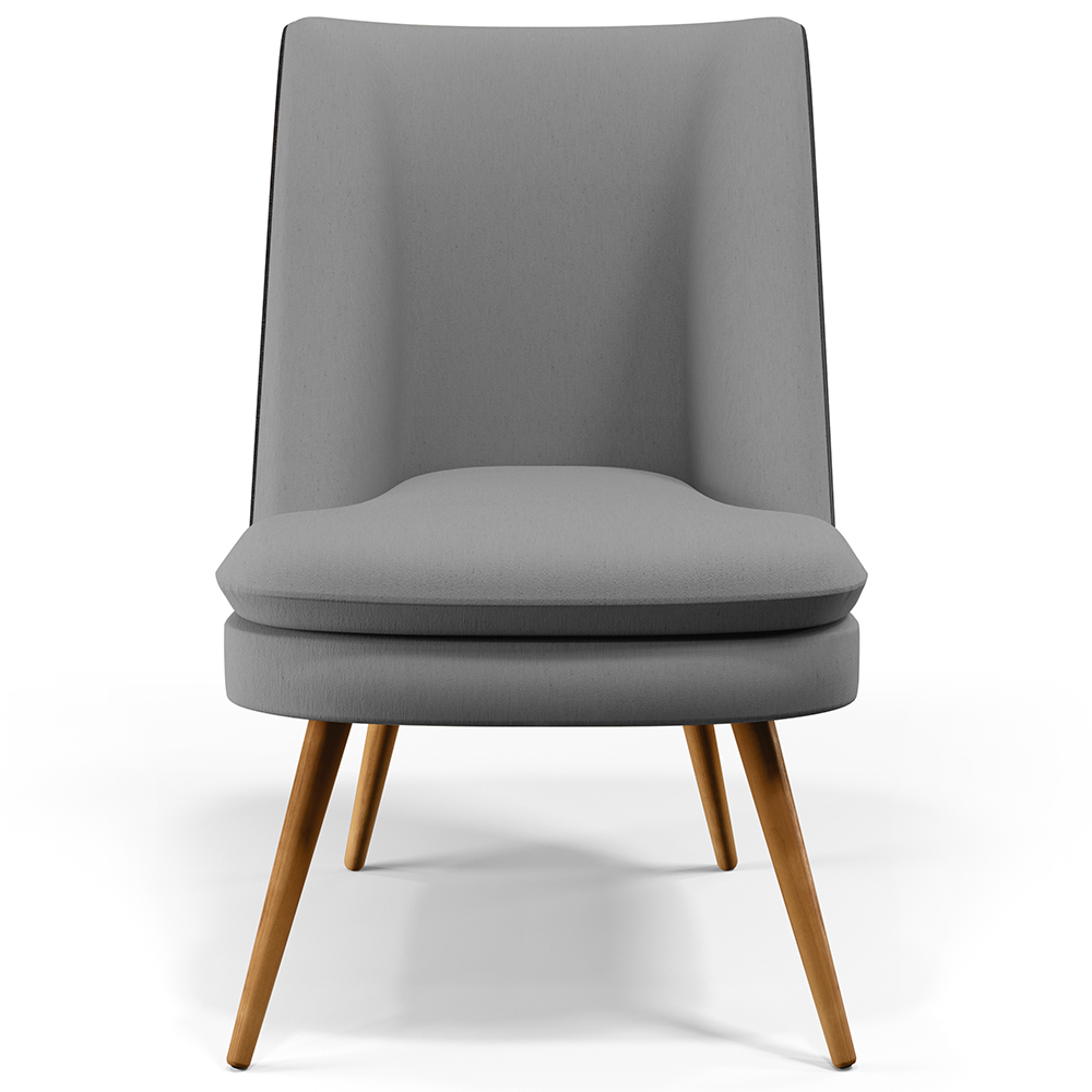 Poltrona Decorativa Pérsia Pés Palito D02 Linho Cinza Escuro C-416 Corano Preto B-97 - Lyam Decor