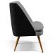 Poltrona Decorativa Pérsia Pés Palito D02 Linho Cinza Escuro C-416 Corano Preto B-97 - Lyam Decor
