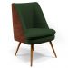 Poltrona Decorativa Pérsia Pés Palito D02 Linho Verde Musgo C-117 Corano Marrom B-38 - Lyam Decor