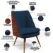 Poltrona Decorativa Pérsia Pés Palito D02 Veludo Azul Marinho C-304 Corano Marrom B-38 - Lyam Decor