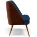 Poltrona Decorativa Pérsia Pés Palito D02 Veludo Azul Marinho C-304 Corano Marrom B-38 - Lyam Decor