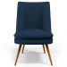 Poltrona Decorativa Pérsia Pés Palito D02 Veludo Azul Marinho C-304 Corano Preto B-97 - Lyam Decor
