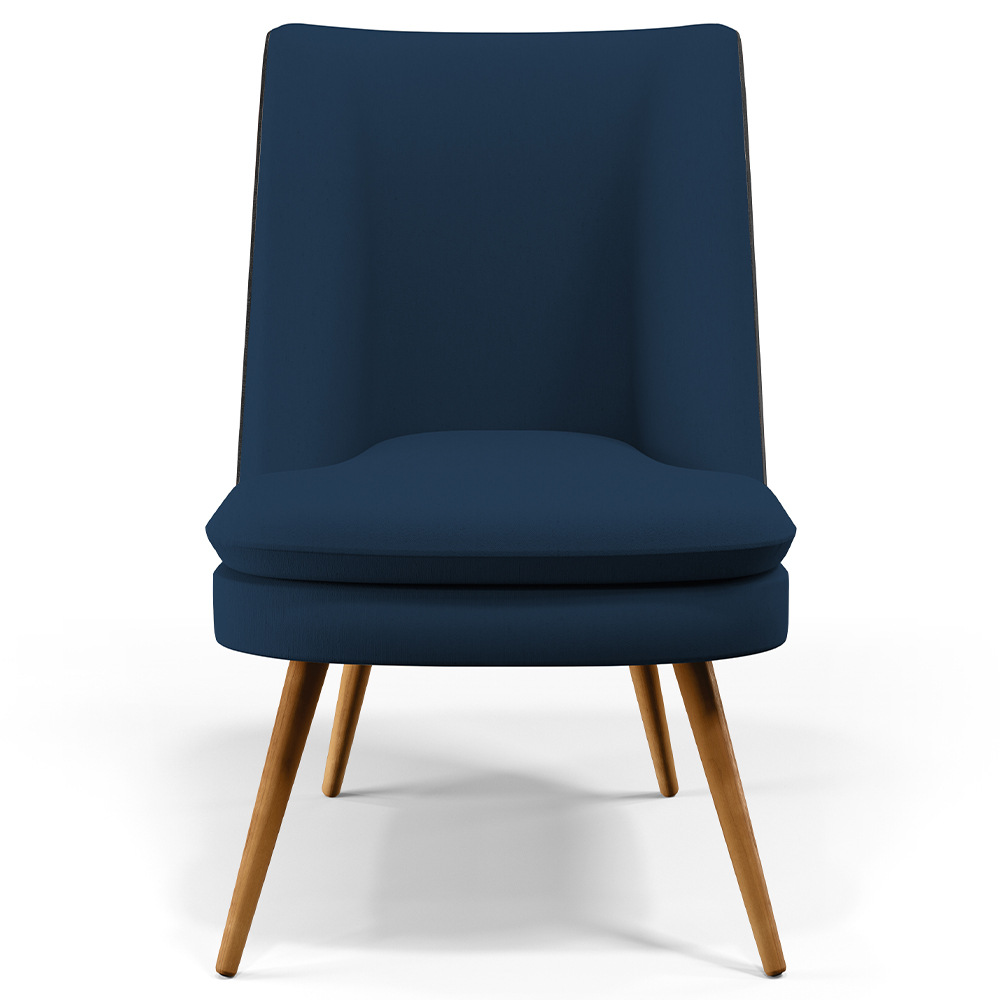 Poltrona Decorativa Pérsia Pés Palito D02 Veludo Azul Marinho C-304 Corano Preto B-97 - Lyam Decor