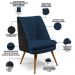Poltrona Decorativa Pérsia Pés Palito D02 Veludo Azul Marinho C-304 Corano Preto B-97 - Lyam Decor