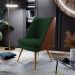Poltrona Decorativa Pérsia Pés Palito D02 Veludo Verde Musgo C-303 Corano Marrom B-38 - Lyam Decor
