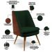 Poltrona Decorativa Pérsia Pés Palito D02 Veludo Verde Musgo C-303 Corano Marrom B-38 - Lyam Decor