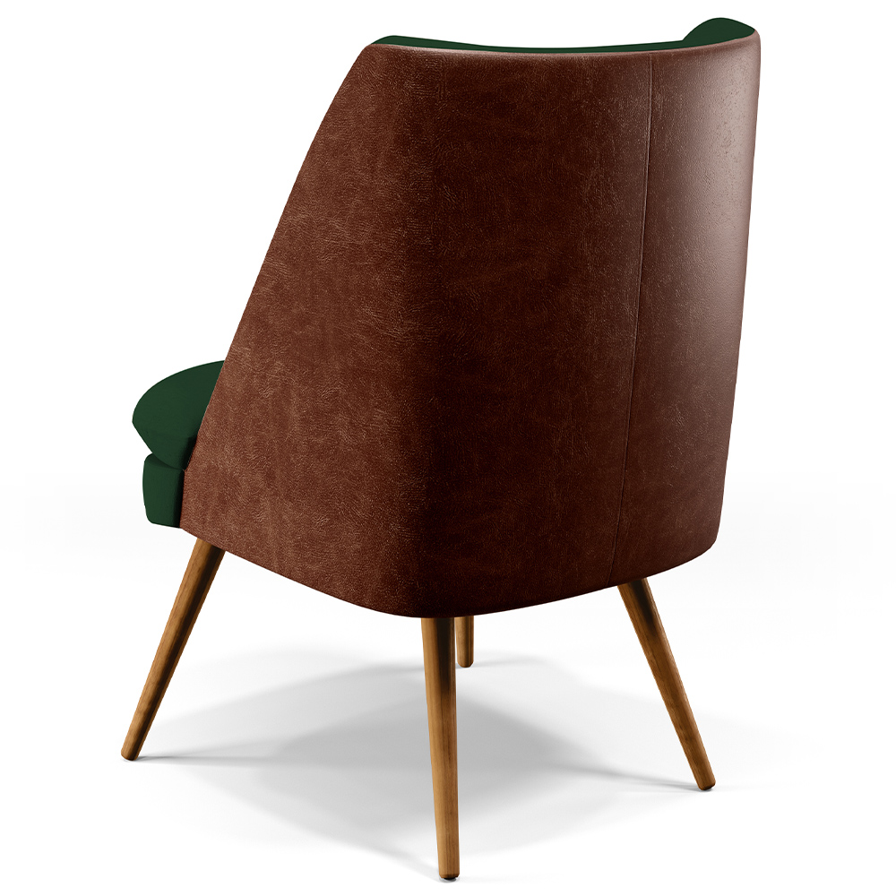 Poltrona Decorativa Pérsia Pés Palito D02 Veludo Verde Musgo C-303 Corano Marrom B-38 - Lyam Decor