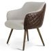Poltrona Decorativa Pés Palito Jade D02 Linho Bege C-107 Tressê Corano Marrom - Lyam Decor