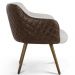 Poltrona Decorativa Pés Palito Jade D02 Linho Bege C-107 Tressê Corano Marrom - Lyam Decor