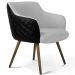 Poltrona Decorativa Pés Palito Jade D02 Linho Cinza C-315 Tressê Corano Preto - Lyam Decor