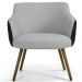 Poltrona Decorativa Pés Palito Jade D02 Linho Cinza C-315 Tressê Corano Preto - Lyam Decor