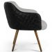 Poltrona Decorativa Pés Palito Jade D02 Linho Cinza C-315 Tressê Corano Preto - Lyam Decor