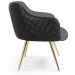 Poltrona Decorativa Pés Palitos D'Ouro Jade D02 Linho Cinza C-416 Tressê Corano Preto - Lyam Decor