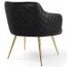 Poltrona Decorativa Pés Palitos D'Ouro Jade D02 Linho Cinza C-416 Tressê Corano Preto - Lyam Decor