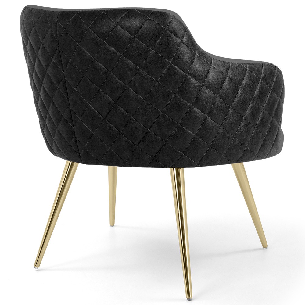Poltrona Decorativa Pés Palitos D'Ouro Jade D02 Linho Cinza C-416 Tressê Corano Preto - Lyam Decor