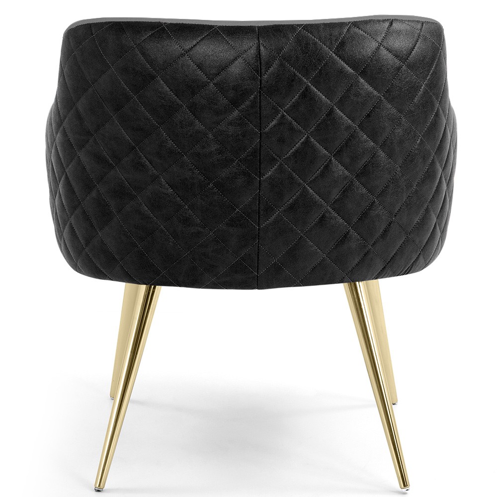 Poltrona Decorativa Pés Palitos D'Ouro Jade D02 Linho Cinza C-416 Tressê Corano Preto - Lyam Decor
