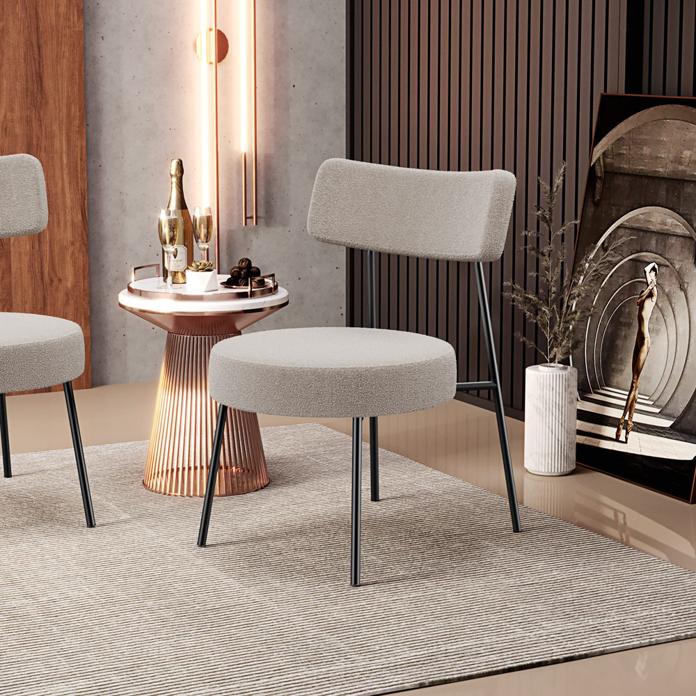 Poltrona Decorativa Para Sala De Estar Base Fixa Londres L02 Bouclê Bege - Lyam