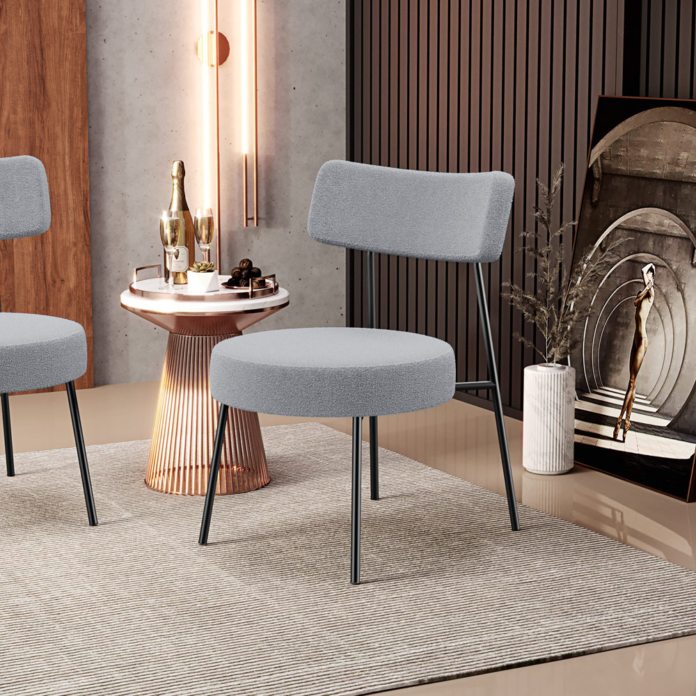 Poltrona Decorativa Para Sala De Estar Base Fixa Londres L02 Bouclê Cinza - Lyam