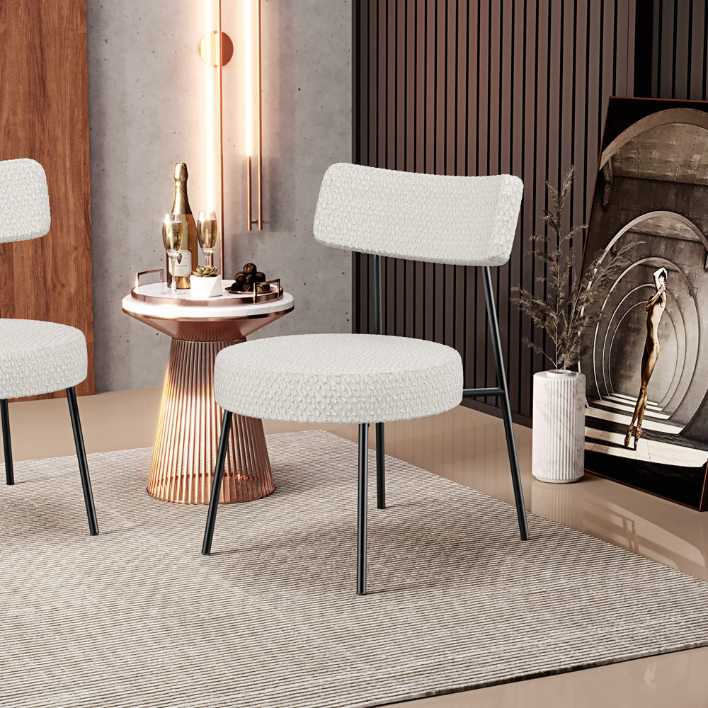 Poltrona Decorativa Para Sala De Estar Base Fixa Londres L02 Bouclê Cru - Lyam