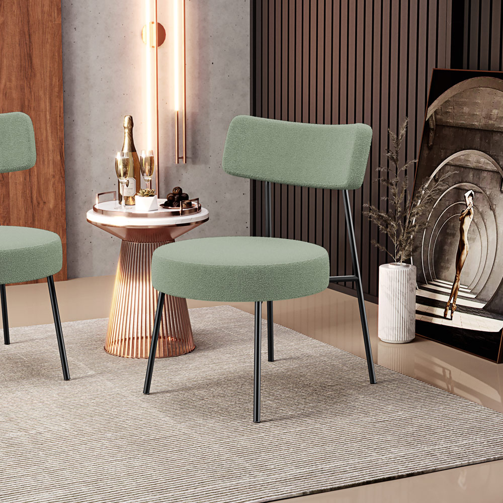 Poltrona Decorativa Para Sala De Estar Base Fixa Londres L02 Bouclê Oliva - Lyam